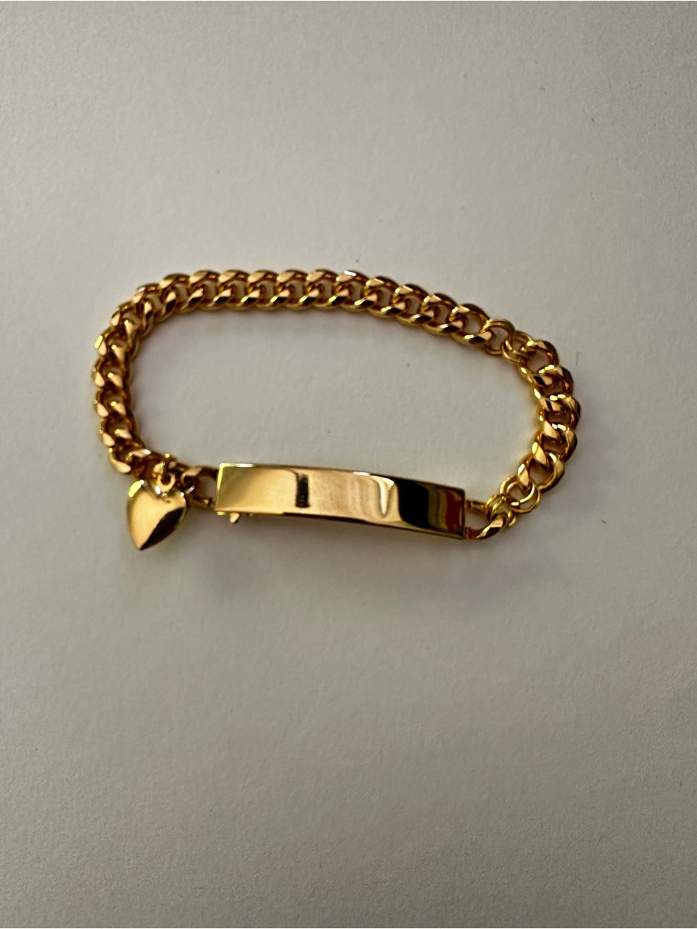Vintage Gold Tone Speidel ID Chain Bracelet with Heart Charm